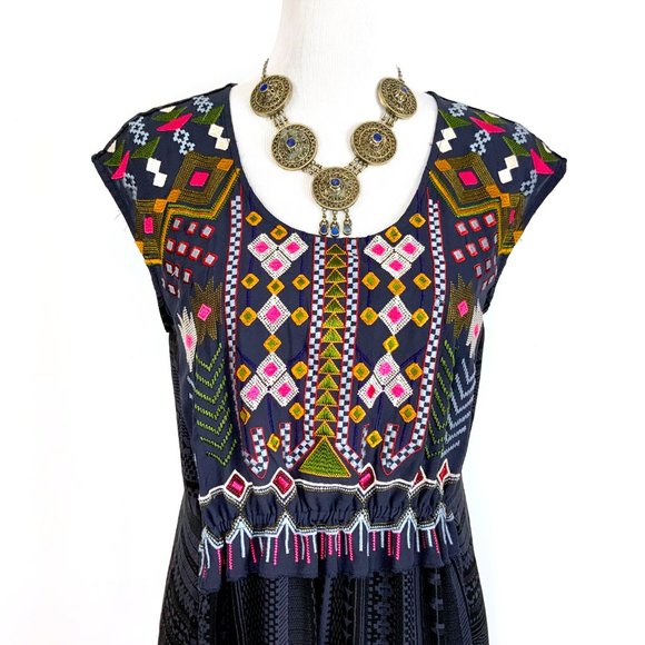 Anthropologie One September Barranco BOHO Embroidered Top Tunic  Sz M - Picture 2 of 16